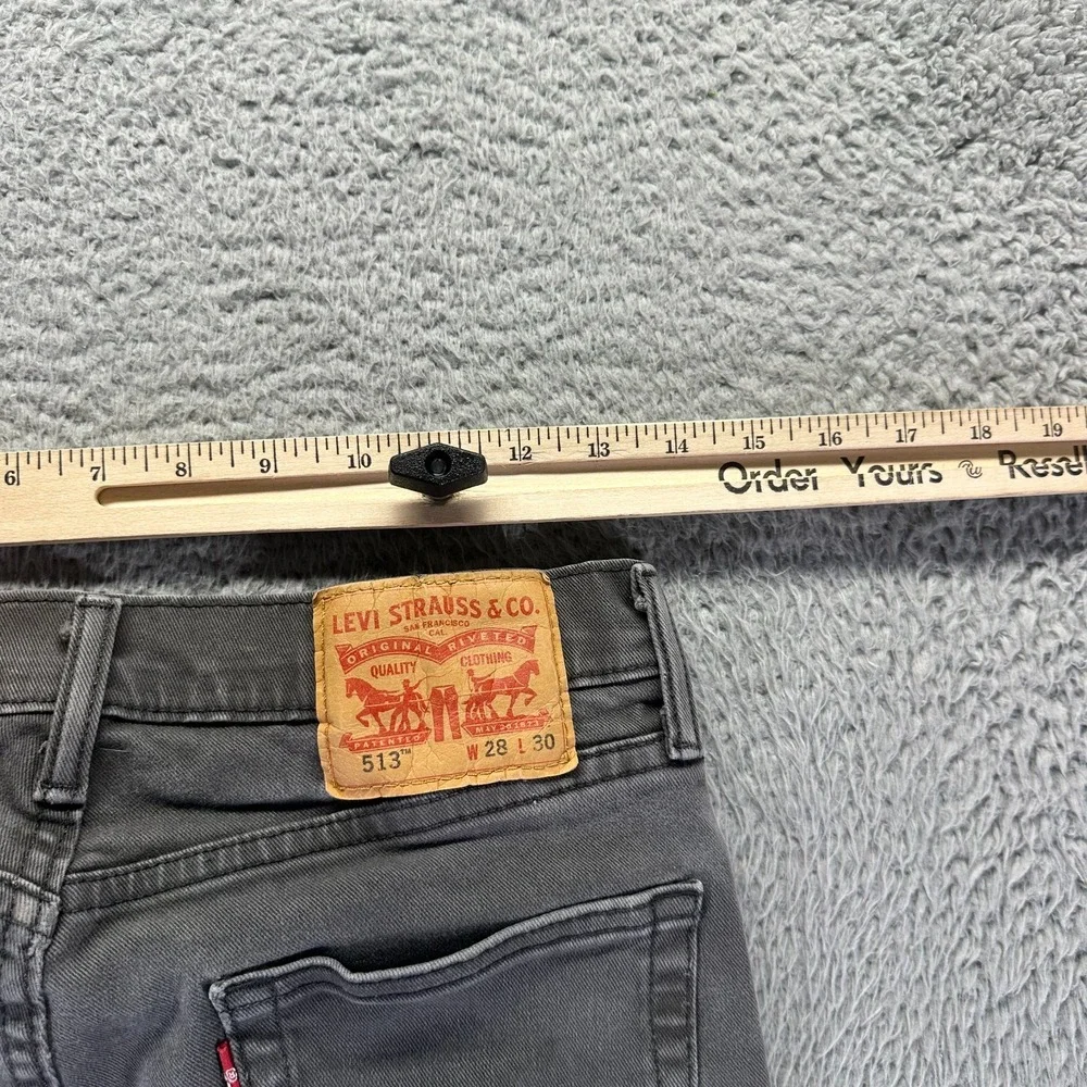 Levi's 513‎ Jeans Mens 28x30 Black Cotton Denim Straight Travel Workwear Stretch